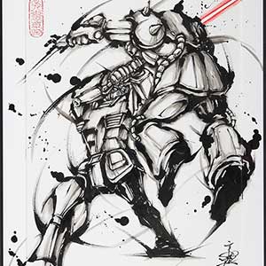 世界にただ1点の直筆「武人画」5種、アソビストアにて本日より抽選販売 